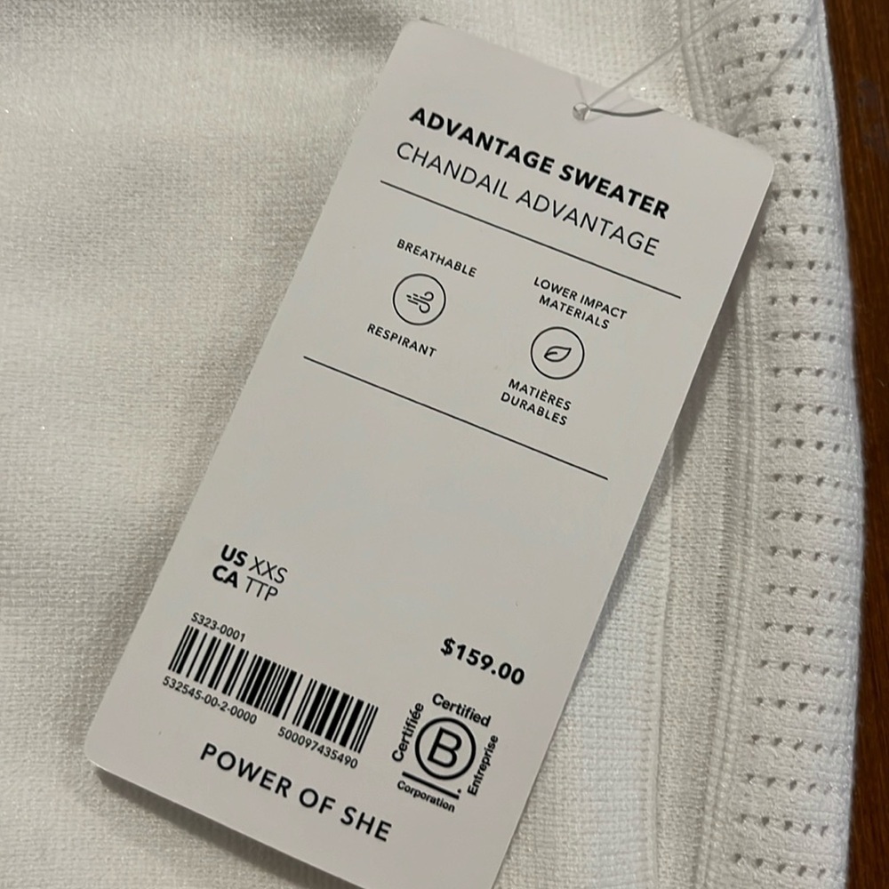 NWT Athleta White Advantage Sweater Size XXS. - Picture 7 of 11
